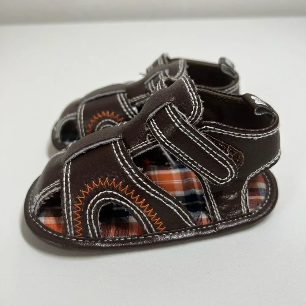 Stepping Stones Baby Kids Boys Brown Infant Sandals Shoes Size 9-12 m